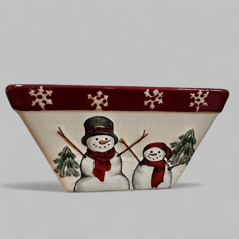 Festive Snowman Stoneware Bowl